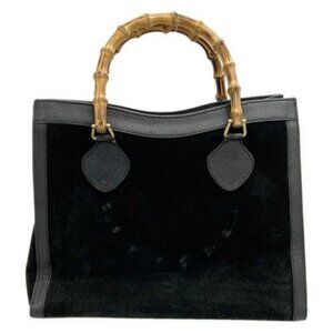 GUCCI Bamboo 002 28 53 0260 0 Black Leather Suede - Handbag